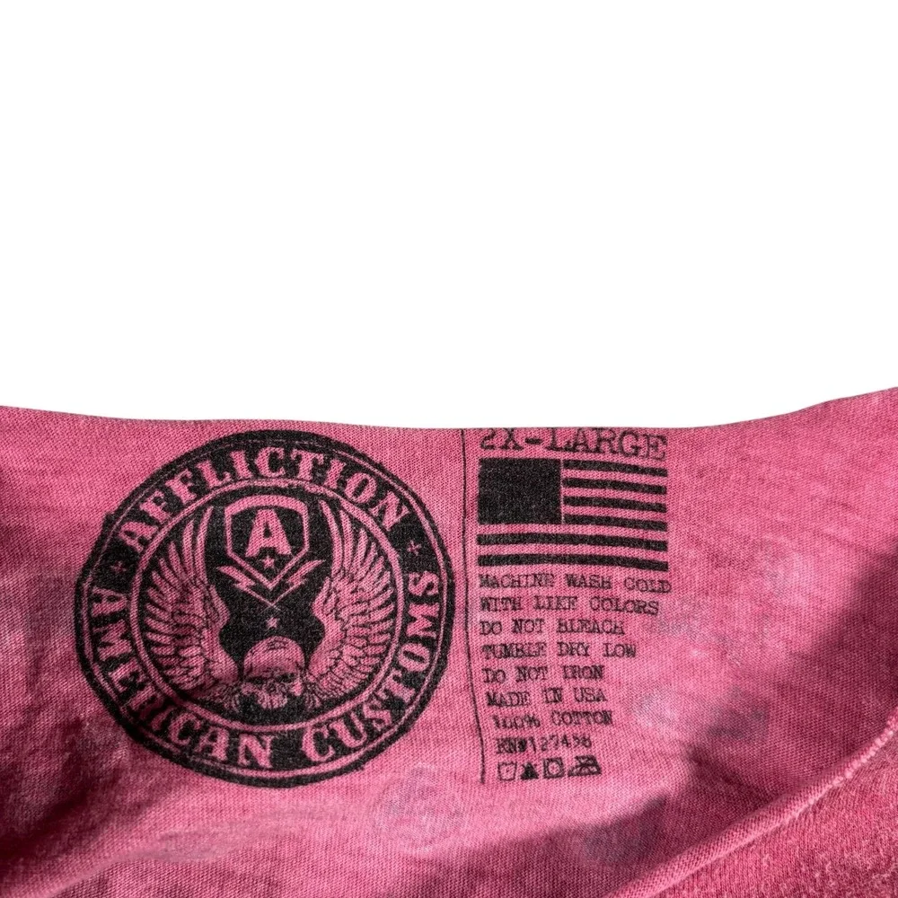 Y2K Affliction‎ American Customs TShirt 2XL Graphic Tee Distressed Grunge Biker - Picture 4 of 7